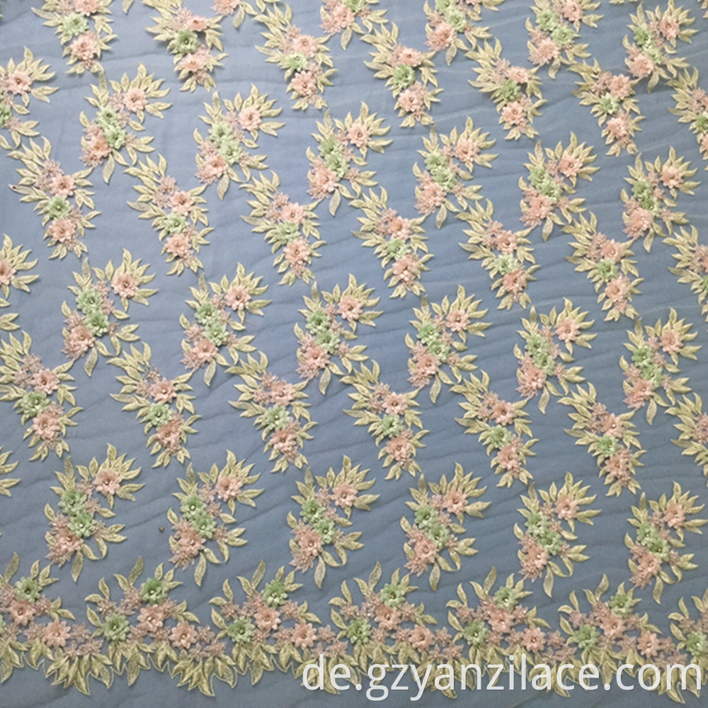 Pink Flower Embroidery Fabric